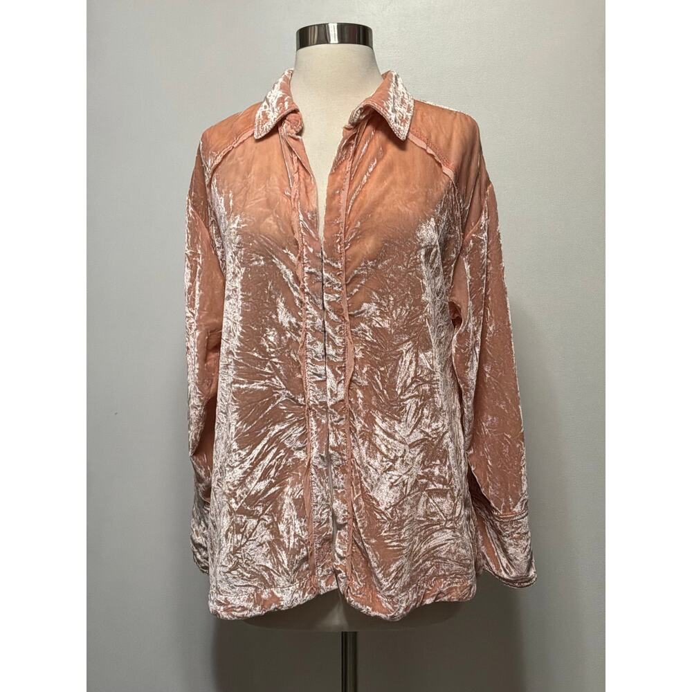 We The Free Marianna Velvet Shirt in Pink Size XS - Picture 2 of 9